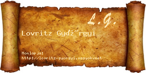 Lovritz Györgyi névjegykártya